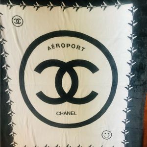 Black White CC Logo Chanel Soft Throw Blanket